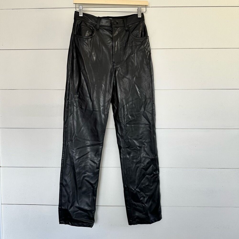 Abercrombie & Fitch Women’s 27 Black Faux Leather 90s Straight Pants